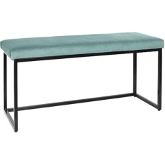 Home Deco Factory HD6837 Giulia Bench, Velvet, Ribbed, Metal - Iron, Textile - Polyester Padding - Polyurethane, Blue (Blue Canard), 100.00 x 39.00 x 49.00 cm