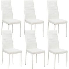 Leadzm Dining Room Chairs Set of 6 with High Backrest Waterproof for Dining Room & Kitchen Kitchen Chairs Dining Room Chairs 120 kg (White, Set of 6)