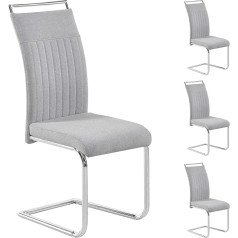 Caro-Möbel Erica Dining Room Chairs Set of 4 Kitchen Chairs Swing Chair Fabric Cover in Light Grey