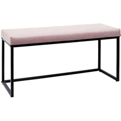 ‎Home Deco Factory HOME DECO FACTORY HD6835 Pink Velvet Cotele Metal Bench - Iron, Textile - Polyester Padding - Polyurethane, Rose Powder, 100.00 x 39.00 x 49.00 cm