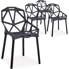 Menzzo Spider Chair Set Polypropylene Black L52 x W50 x H80 cm