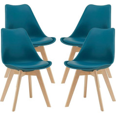 [En.casa] Dubrovnik Dining Room Chairs 81 x 49 cm Set of 4 Upholstered Chairs Living Room Chairs Kitchen Chairs PU Faux Leather Turquoise