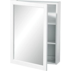 Premier Housewares Wall Cabinet with Mirrored Single Door - White - 66 x 51 x 16 cm