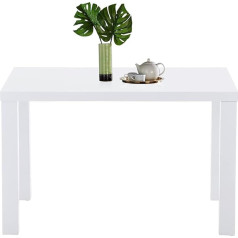 Goldfan Dining Table, White, Wood, Rectangular Dining Table, High Gloss Kitchen Table for Dining Room, Living Room, Table Only