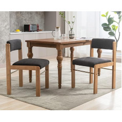 Wahson Office Chairs Wahson Dining Room Chairs, Set of 2, Upholstered Linen Chairs with Wooden Legs, Kitchen Chair, Wood for Dining Room/Living Room, Black