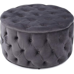 Sheng Zhanyan Firms Tufted Velvet Storage Ottoman/Bench Bed End Stool Sofa Stool, Round Knob Modern |Contemporary Design (Color : Grey)