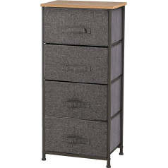 Mondeer Chest of Drawers with 4 Drawers, Narrow Cupboard, Fabric Drawer Cabinet, Clothes Storage, Storage Cabinet, 45 x 30 x 95 cm, Sturdy Metal Frame, Grey