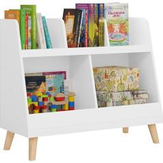 Lestarain Children's Shelf, Children's Room Shelf with 5 Shelves, Bookcase for Children, Toy Organiser, Storage Shelf for Children's Room, with Solid Wooden Legs, 82 x 70 x 35 cm, White