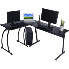 Meuble Cosy Corner Desk, L-Shaped Computer Desk, Office Table, Larger Workstation, Gaming Desk, Black, 147 x 112 x 74 cm