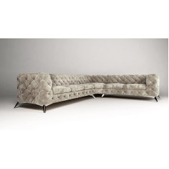 S-Style Möbel Maria Corner Sofa 6-Seater Corner Sofa Right Chesterfield Corner Sofa Living Room Lounge Couch with Chrome-Plated Feet Furniture Freestanding Cushion Sofas & Couches Cream 323 x 73 x 262