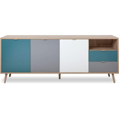 Newfurn Jona.Seven Sonoma Oak Sideboard Modern - 180 x 71 x 40 cm (W x H x D) - Highboard Sideboard Scandinavian Design - Living Room Bedroom Hallway Dining Room