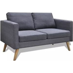 Rongqi 2-Seater Sofa, Couch for Living Room, for Flats, Couch with Sleep Function, Lounge Sofa, Sofas & Couches, Relax Sofa, Fabric Dark Grey