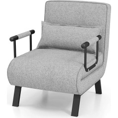 Costway 4-in-1 Sleeping Chair with Bed Function, Folding Sofa Bed with Adjustable Backrest & Removable Cushion, Folding Bed, Sofa Bed with Metal Frame, Maximum Load 150 kg, Light Grey