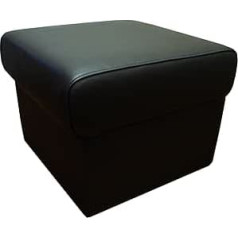 Quattro Meble Black Real Leather Stool 50 cm x 50 cm Hinged with Storage Space Stool Cowhide Seat Cube Footstool Upholstered Stool Real Leather Puff