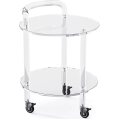 Solaround Round Bar Cart Acrylic Serving Cart with Wheels Small Side Table Home Decor Side Table