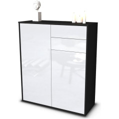 Stil.zeit Lisann Highboard - Body Anthracite Matt - Front High Gloss Design White (92 x 108 x 35 cm) - Push-to-Open Technology and High-Quality Smooth Running Rails - Made in Germany