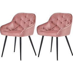 Ofcasa Set of 2 Dining Chairs with Armrests Padded Velvet Accent Tub Chairs Retro Design Backrest Armchair for Restaurant Reception Lounge Pink
