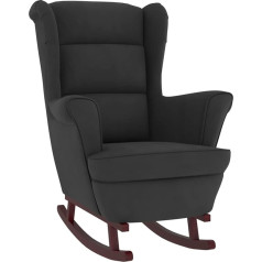 Tidyard Rocking Chair Living Room Chair 78 x 93 x 97 cm (W x D x H) with Solid Wood Rubber Legs Relaxing Chair Swing Chair Upholstered Chair Black Velvet
