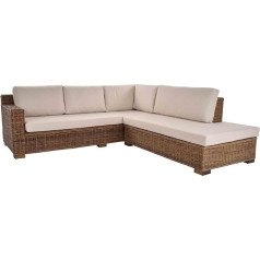 Krines Home Rattan Corner Sofa Living Room Couch L Shape Rattan Corner Lounge Corner Set Living Landscape Corner (Grey Natural, 240 x 240 cm)