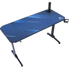Acer Predator Gaming Table 140 x 60 cm - Gaming Desk with Mouse Pad Cover, Shelf for Gamepads, Two Cable Guides, Headset and Drink Holder