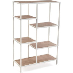 Versa Cedric Industrial Style Bookcase with 6 Shelves or Shelves Measures 109 x 30 x 70 cm (H x L x W), Wood and Metal, Colour: White and Brown
