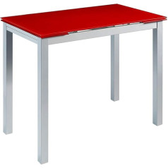 Momma Home - Extendable Kitchen Table - Kolkata Model - Colour Red - Dimensions 100/140 x 60 x 76 cm - Safety Glass - Metal Structure