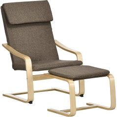 Homcom Recliner Chair with Footstool, Recliner Chair with Stool, Reading Chair, Recliner Chair with Armrest, Swing Chair, Relaxing Chair with Linen Cover for Living Room, Balcony, Hallway, Brown, 66.5