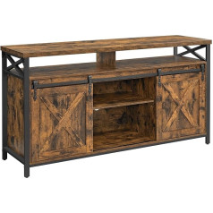 Vasagle TV Cabinet Lowboard for TVs up to 65 Inches with Adjustable Shelves Rustic Door Country Style Metal Frame Vintage Brown/Black LTV071B01