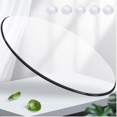 Kdlkct6 Round Tempered Glass Table Top 35 45 55 65 75 80 cm Table Glass Top Replacement Part, Transparent, Flat and Smooth, Easy to Clean, High Hardness, Suitable for Home, Kitchen, Dining Room