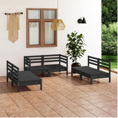 GuyAna 6-TLG. Garten-Lounge-Set Balkon MöBel Lounge Set Lounge-Sofagarnitur Garten MöBel DraußEn Gartenlounge-Set Schwarz Massivholz Kiefer 3082556