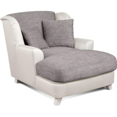 Cavadore XXL Armchair Assado Two-Tone Cappuccino / Dark Brown with Wooden Legs, Large Seat, Upholstery and 2 Soft Decorative Cushions