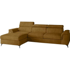 Graingold Comfortable, Elegant, Stylish Dubai Corner Sofa with Sleep Function and Large Storage Space - Modern, Scandinavian Style - Foam HR and Corrugated Spring, Metal Legs, Adjustable Headrests