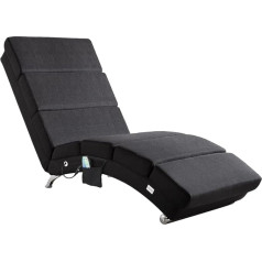 Casaria Relaxing Lounger XXL, Massage and Heating Functions, 186 x 89 x 55 cm, Ergonomic, Fabric, Padded, 180 kg Load Capacity, Living Room Chaise Longue, Relaxing Chair, Anthracite