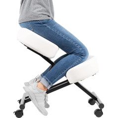 Vivo Dragonn Ergonomic Kneeling Chair, Adjustable Stool for Home and Office - Improve Your Posture with an Angled Seat, Thick Comfortable Cushions, White