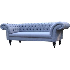 Jvmoebel Chesterfield 3-Seater Design Couch Upholstery Seat Sofas Textile Sofa 3-Seater Blue