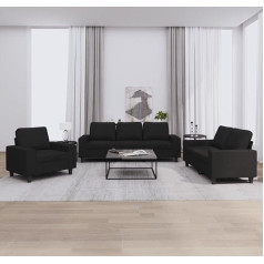 CIADAZ 3-TLG. Sofagarnitur Schwarz Stoff, Loungesofa, Sofas & Couches, Relaxsofa, Couch für Wohnzimmer, Couch Mit Schlaffunktion - 3201870