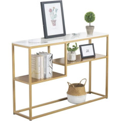 Eeshha Konsolentisch Konsolentisch, Marmor-Lagerregal, Eisenkunst, Wohnzimmer, Sofa, Tisch, Ausstellungsstand, Hotelkorridor, Dekorationstisch, 76,2 x 27,9 x 76,2 cm (Farbe: Marmor+Eisen)