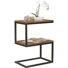Finebuy Möbel Zum Wohlfühlen FineBuy Side Table S-Shape Solid Wood / Metal 45 x 60 x 30 cm | Design Living Room Table Country House Style | Side Table Storage Table Square