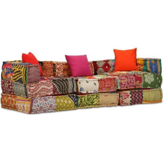 Ciadaz 3 Seater Modular Pouf, Couch, Small Sofa, Sofa Bedroom, Relaxing Sofa, Couch, Teenager's Room, Patchwork Fabric