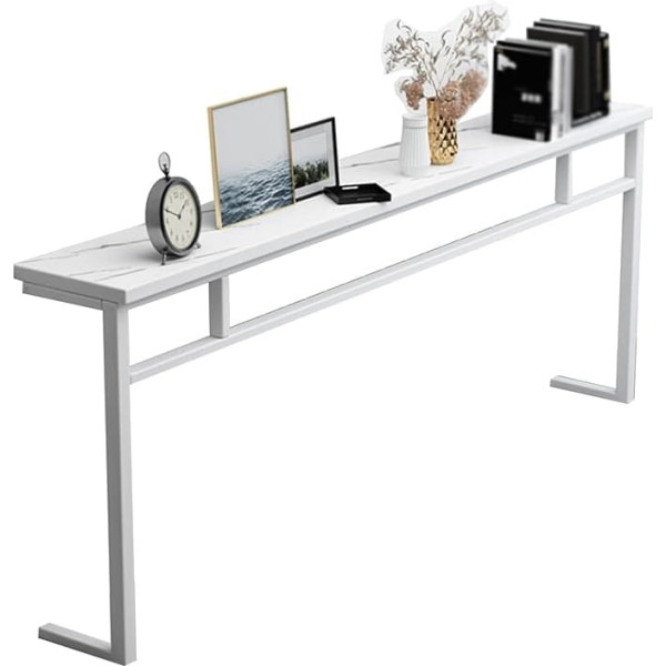 Slim Sofa Table, Industrial Console Table with Metal Frame, Rectangular Side Table, Narrow Long Bar Table for Kitchen, Living Room, Entrance, Height 80 cm (Size:120 x 20 cm)
