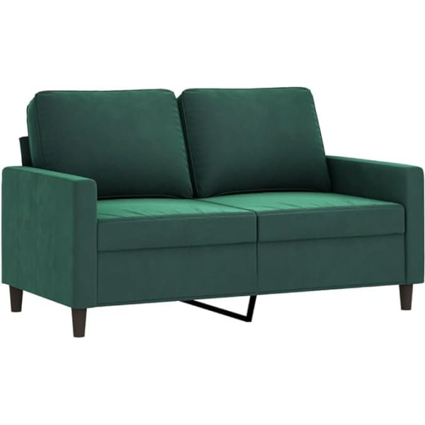 vidaXL Sofa 2-Seater, Lounge Sofa Couch with Armrests Back Cushion, Living Room Sofa Design Sofa Metal Frame, Seating Furniture Two Seater, Dark Green Velvet