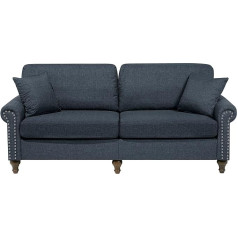Beliani Classic Sofa 3-Seater Cushion Cover 2 Decorative Cushions Dark Grey Otra