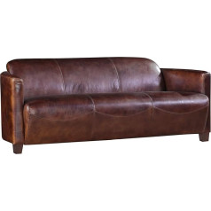 Vintage-Line Clubsofa Rocket 3-Seater Vintage Cigar Leather Dark Brown Genuine Leather Couch Sofa
