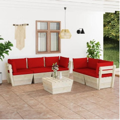 Camerina 6-TLG. Garten-Sofagarnitur aus Paletten mit Kissen Fichtenholz Wohnzimmer Couch Ecksofa Klein