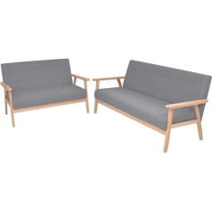 Musevane Sofa-Set 2-TLG. Stoff Hellgrau