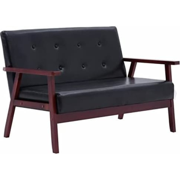 JUNZAI 2 Seater Sofa, Couch for Living Room, for Flats, Couch with Sleep Function, Lounge Sofa, Sofas & Couches, Relaxing Sofa, Black Faux Leather