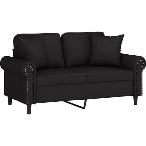Vidaxl 2 Seater Sofa with Cushion Lounge Couch Futon Chair Velvet Fabric Black 120 cm