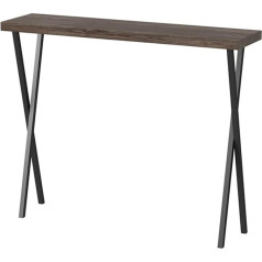 Generisch Schmaler Konsolentisch mit X-förmigen Metallbeinen, dekorativer Vintage-Beistelltisch für Gastfamilie, Hotel, quadratischer Kaffee- und Ausstellungstisch