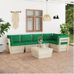 Guyana 6-Piece Garden Sofa Set Made of Pallets with Cushion Spruce Wood Living Room Couch Corner Sofa Small