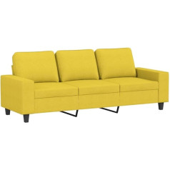Vidaxl Sofa 3-Sitzer, Loungesofa Couch mit Armlehnen Rückenkissen, Wohnzimmersofa Designsofa mit Metallgestell, Sitzmöbel Dreisitzer, Hellgelb Stoff